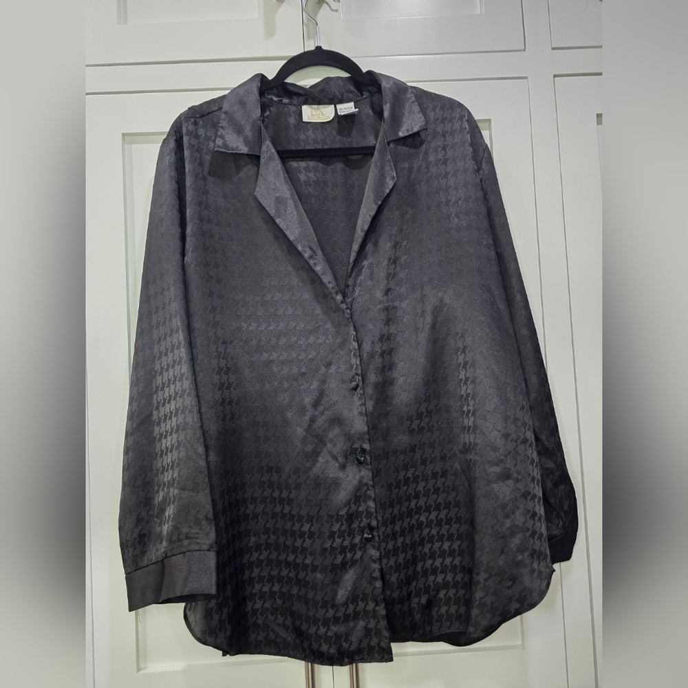 L.A. Intimates Black Houndstooth Sleep Shirt – Size Large (Y2K)
